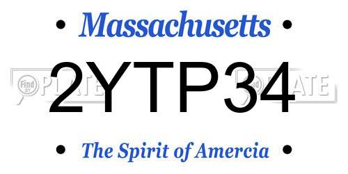 2YTP34 Massachusetts License Plate