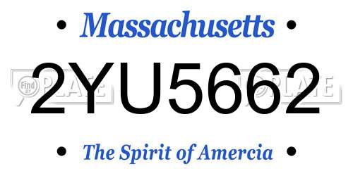 2YU5662 Massachusetts License Plate