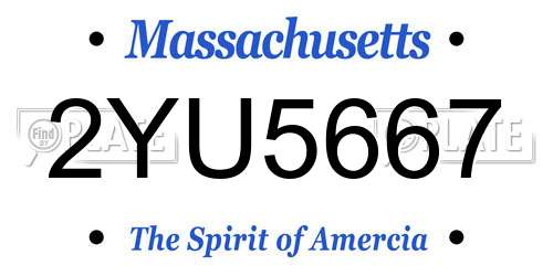 2YU5667 Massachusetts License Plate