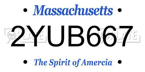 2YUB667 Massachusetts License Plate