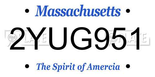 2YUG951 Massachusetts License Plate