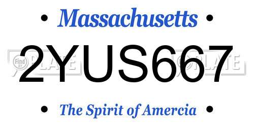 2YUS667 Massachusetts License Plate