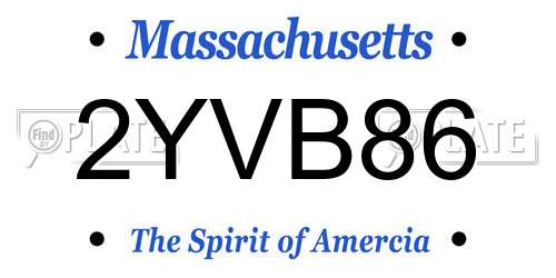 2YVB86 Massachusetts License Plate