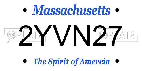 2YVN27 Massachusetts License Plate