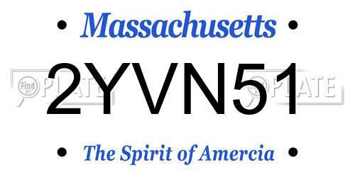 2YVN51 Massachusetts License Plate