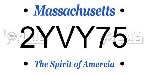 2YVY75 Massachusetts License Plate