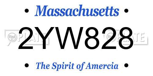 2YW828 Massachusetts License Plate
