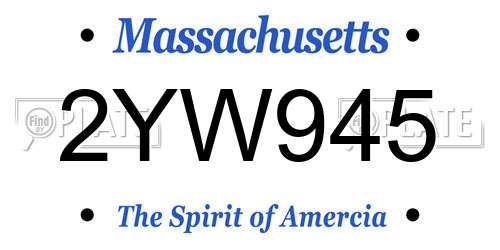 2YW945 Massachusetts License Plate