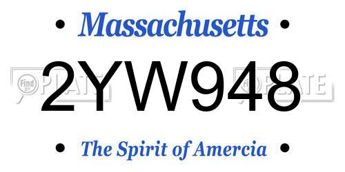 2YW948 Massachusetts License Plate