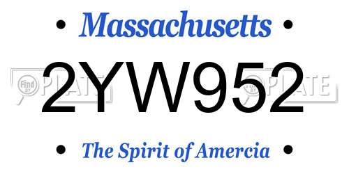 2YW952 Massachusetts License Plate