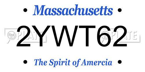 2YWT62 Massachusetts License Plate