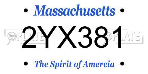 2YX381 Massachusetts License Plate