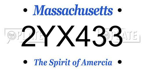 2YX433 Massachusetts License Plate