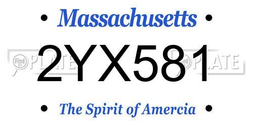 2YX581 Massachusetts License Plate