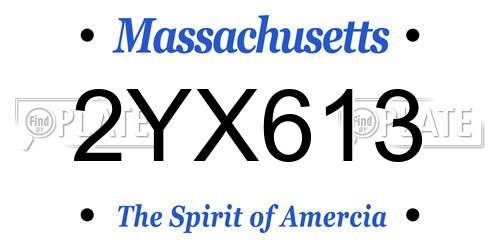 2YX613 Massachusetts License Plate