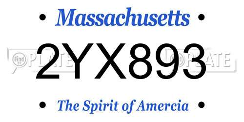 2YX893 Massachusetts License Plate
