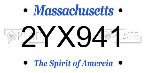 2YX941 Massachusetts License Plate
