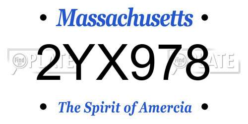 2YX978 Massachusetts License Plate