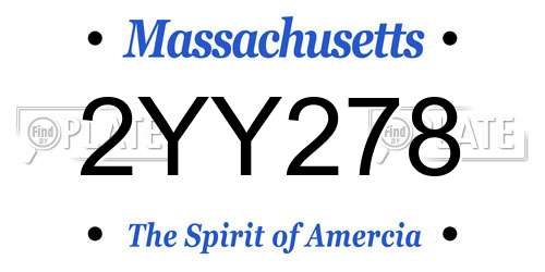 2YY278 Massachusetts License Plate