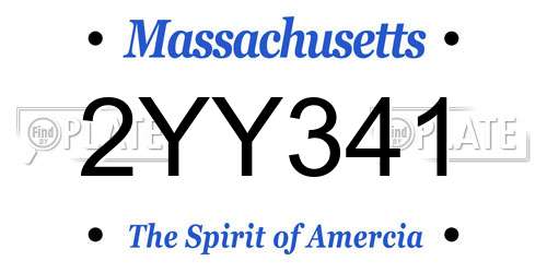 2YY341 Massachusetts License Plate