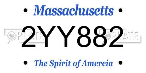 2YY882 Massachusetts License Plate