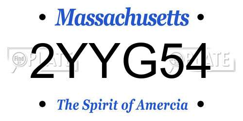 2YYG54 Massachusetts License Plate