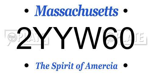 2YYW60 Massachusetts License Plate