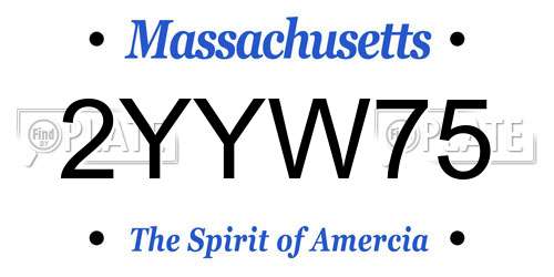 2YYW75 Massachusetts License Plate