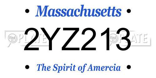 2YZ213 Massachusetts License Plate