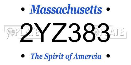 2YZ383 Massachusetts License Plate