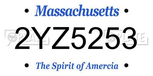 2YZ5253 Massachusetts License Plate