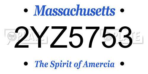 2YZ5753 Massachusetts License Plate