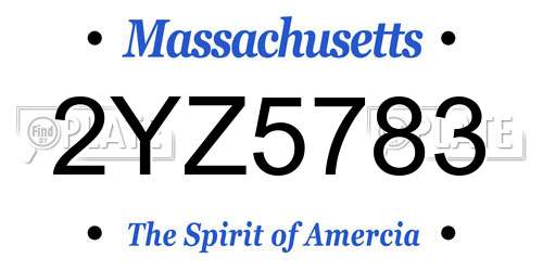2YZ5783 Massachusetts License Plate