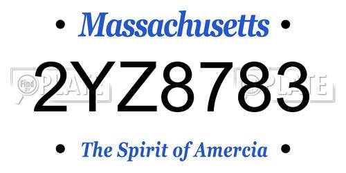 2YZ8783 Massachusetts License Plate