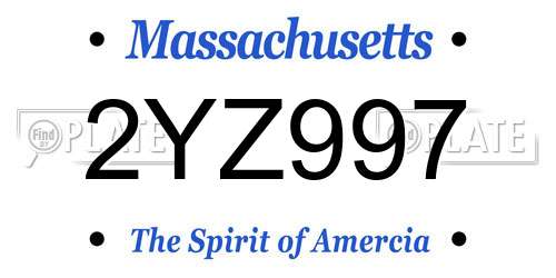2YZ997 Massachusetts License Plate