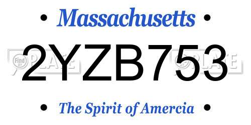 2YZB753 Massachusetts License Plate
