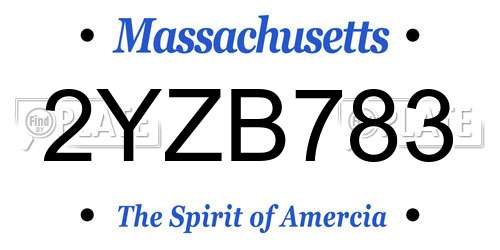 2YZB783 Massachusetts License Plate