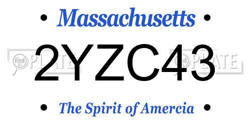 2YZC43 Massachusetts License Plate