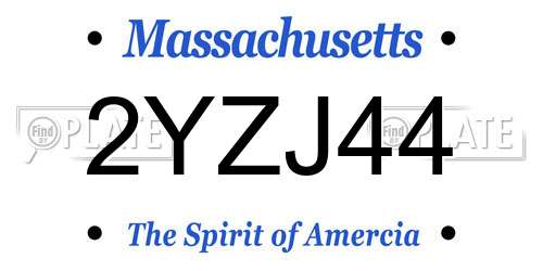 2YZJ44 Massachusetts License Plate