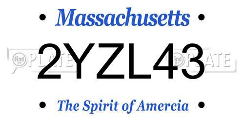 2YZL43 Massachusetts License Plate