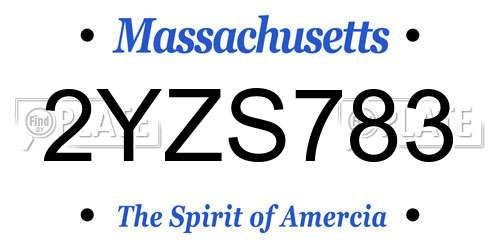 2YZS783 Massachusetts License Plate