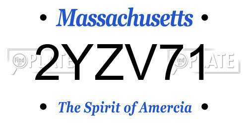 2YZV71 Massachusetts License Plate