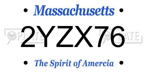 2YZX76 Massachusetts License Plate