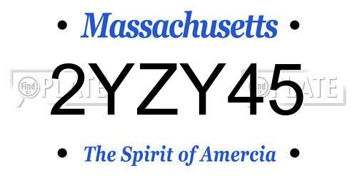 2YZY45 Massachusetts License Plate