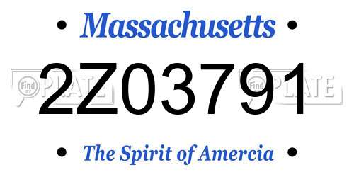 2Z03791 Massachusetts License Plate