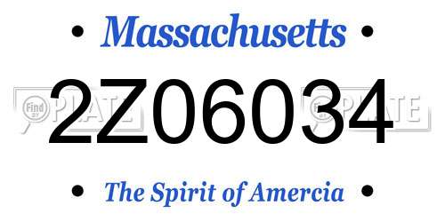 2Z06034 Massachusetts License Plate