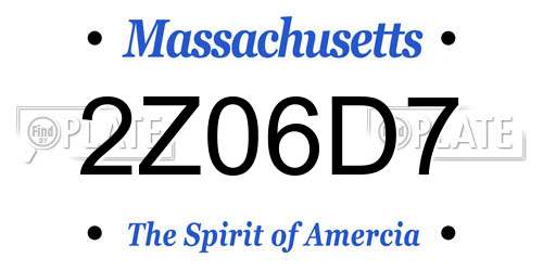 2Z06D7 Massachusetts License Plate