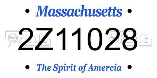 2Z11028 Massachusetts License Plate