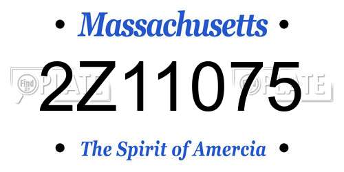 2Z11075 Massachusetts License Plate