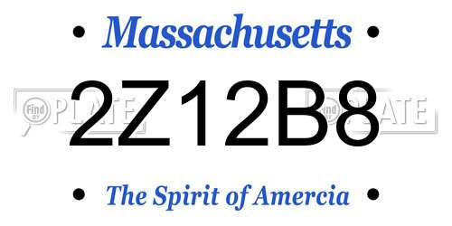 2Z12B8 Massachusetts License Plate